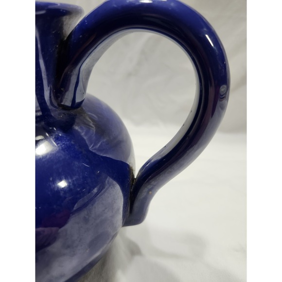 Vintage Stoneware Blue Glazed Pottery  Pitcher  5.5 Inches‎ Cottagecore Boho - Picture 3 of 10